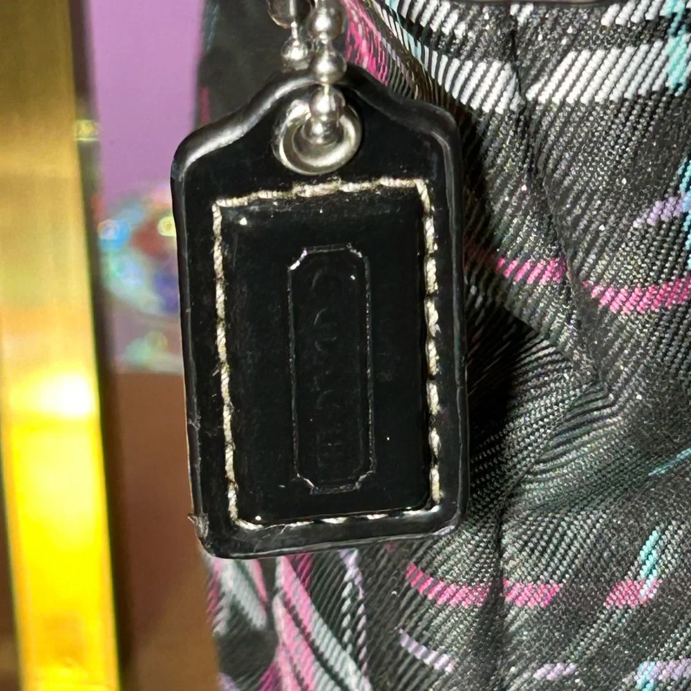 Coach Tartan Black and Pink Plaid Crossbody Approx. 8.5” x 6” - Picture 9 of 9